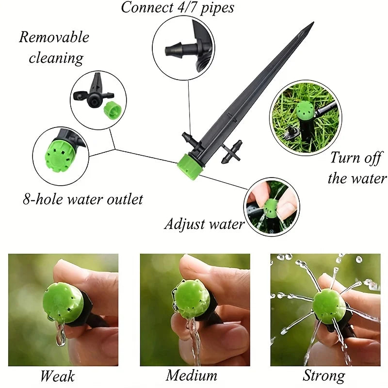 10-Pack 360° Adjustable Drip Emitters on Stake for Flower Beds Drip Irrigation Emitters QXL