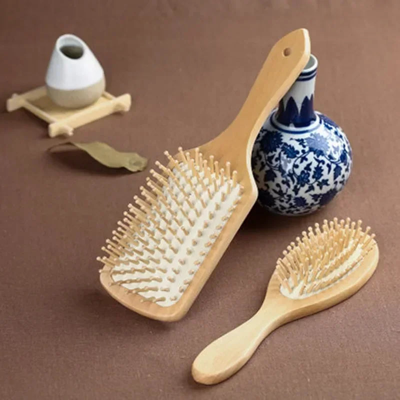 Bamboo Wood Hair Brush & Scalp Massage Comb | 3 Sizes Bamboo Hair Brush QXL
