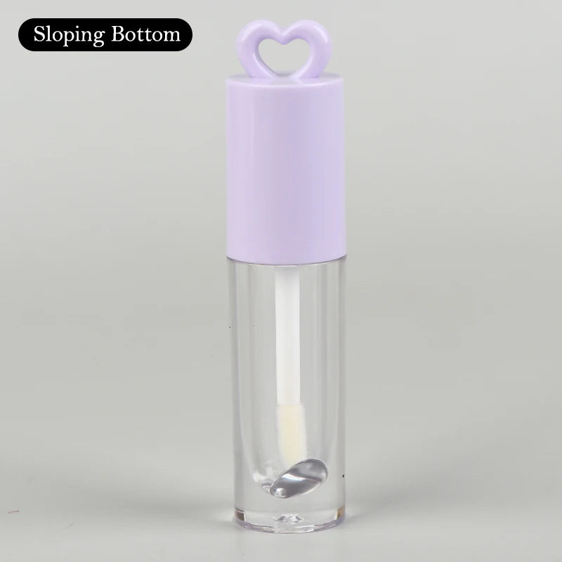 2.5ml Pink Heart-Shaped Empty Lip Gloss Tube with Keychain Lip Gloss Container QXL Sloping Purple