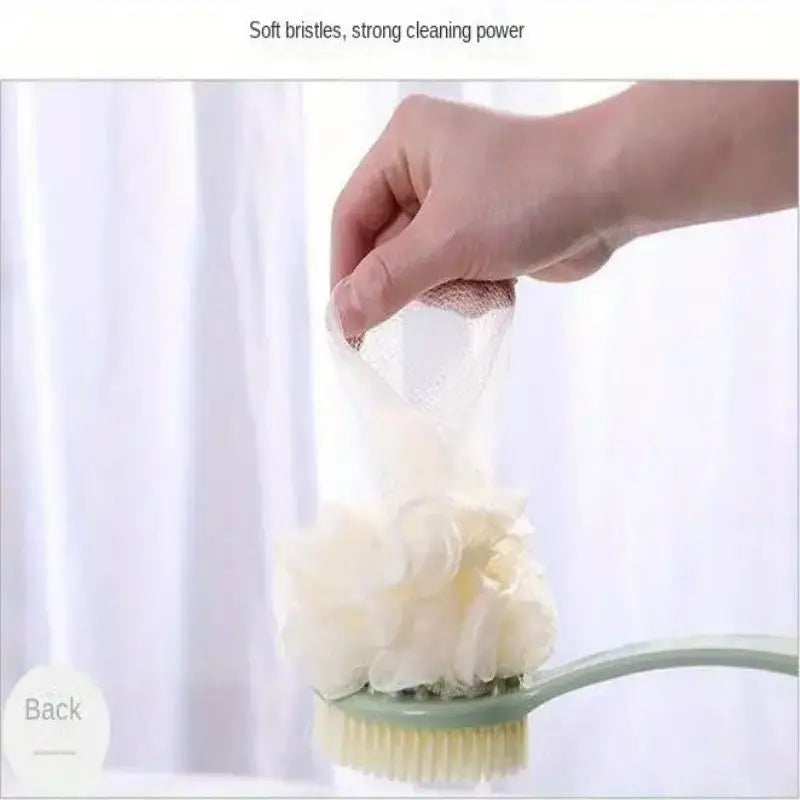 Double-Sided Long Handle Bath Brush | Soft Bristle Exfoliator Bath Brush QXL