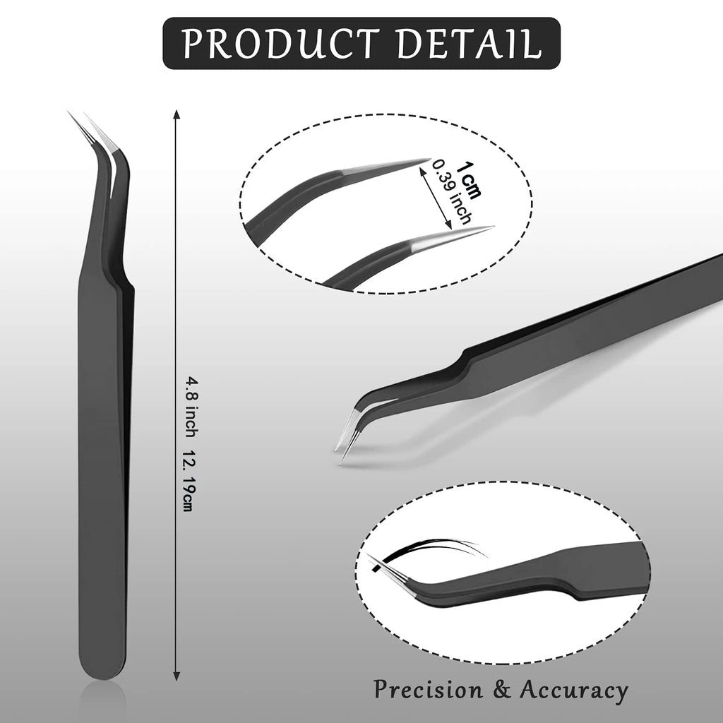 Eyelash Extension Tweezers – Curved & Pointed Tip Set | vvocci Lash Extension Tweezers QXL M418 Black 1 Pcs