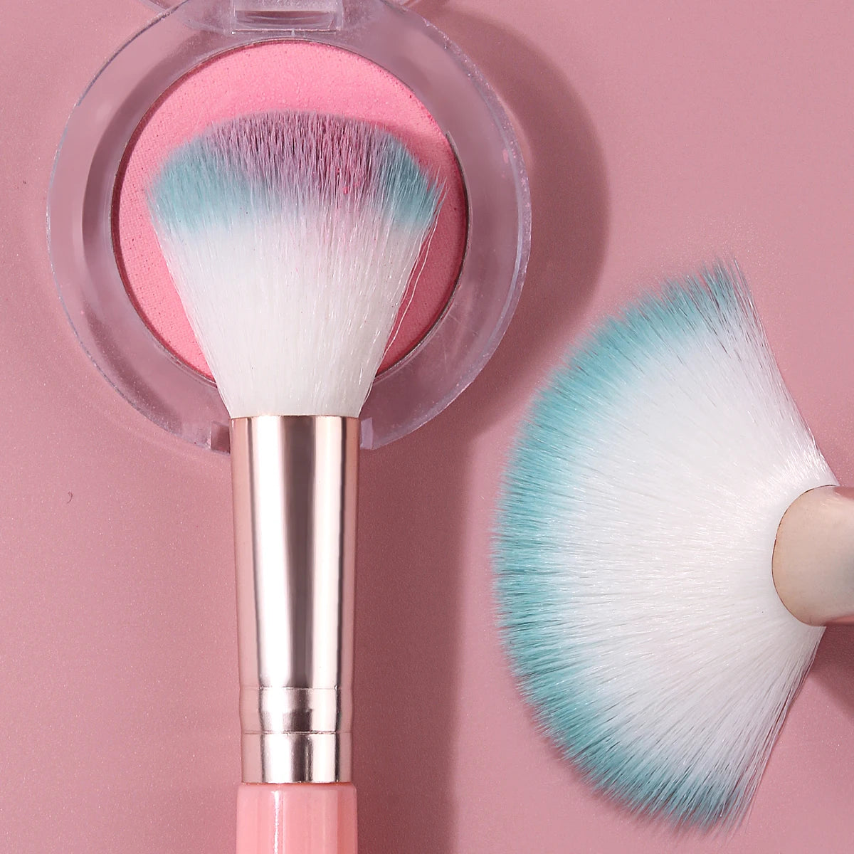 KOSSHOW 2-Pack Pink Fluffy Blush & Highlighter Brush Set Blush Brush Set QXL