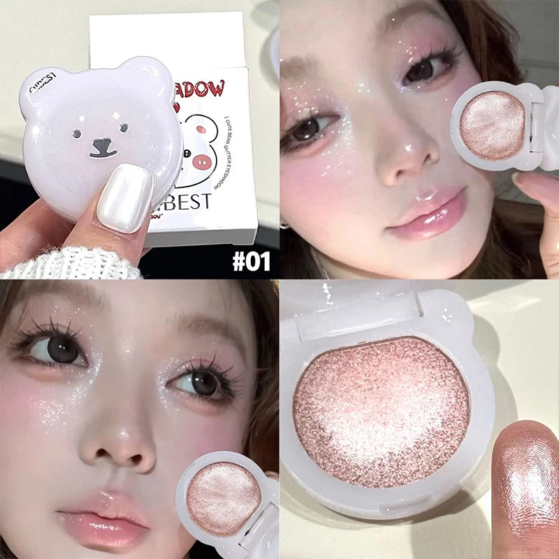 QiBest Pearlescent Glitter Eyeshadow Palette | Highlighter & Blush Glitter Eyeshadow Palette QXL