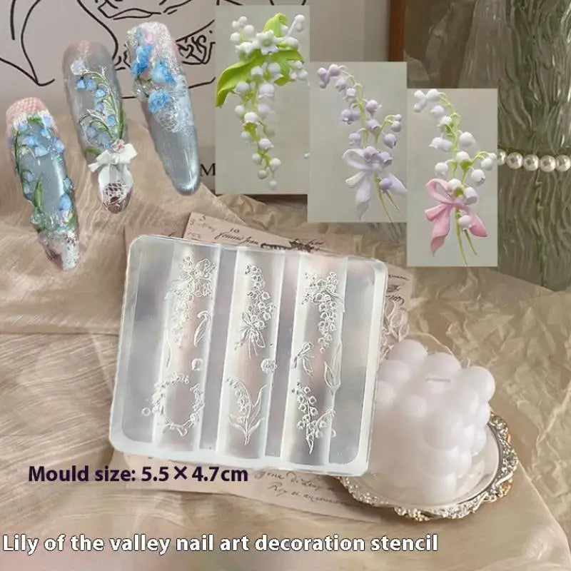 Lotus Orchid 3D Silicone Nail Mold | Flower Carving DIY Tool Silicone Nail Mold QXL