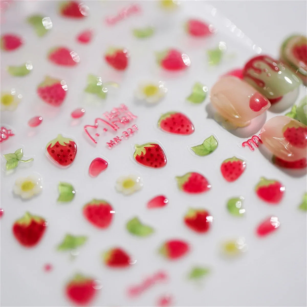 5D Kawaii Jelly Strawberry Nail Art Stickers | DIY Decals Nail Art Stickers QXL