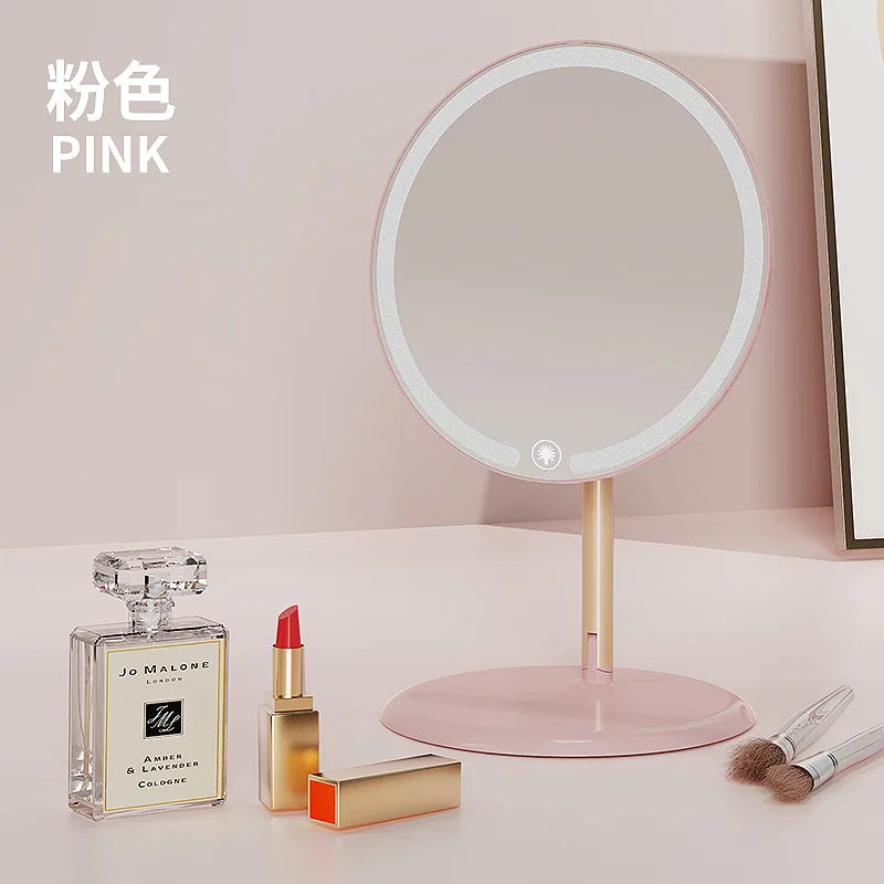 LED Vanity Mirror with Lights | 3-Mode Touch Dimming Makeup Mirror LED Makeup Mirror QXL pink