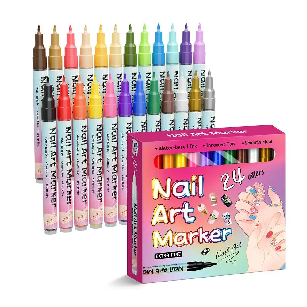 12/24-Color 3D Nail Art Pen Set | Acrylic Paint Liner & Dotting Nail Art Pen Set QXL 24 colors