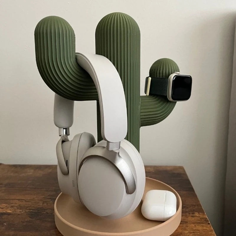 Cactus Headphone Stand & Desk Organizer | Watch & Earbud Tray Headphone Desk Stand QXL