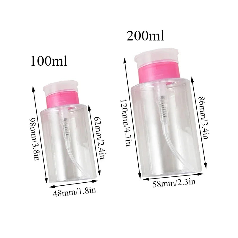 Refillable Press Pump Dispenser Bottle | Nail & Makeup 100–200ml Pump Dispenser Bottle QXL