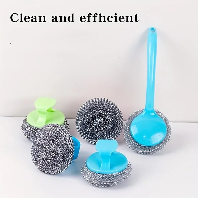 Detachable Pot Brush | PET & Steel Wool Scrubber for Pans Kitchen Scrub Brush QXL