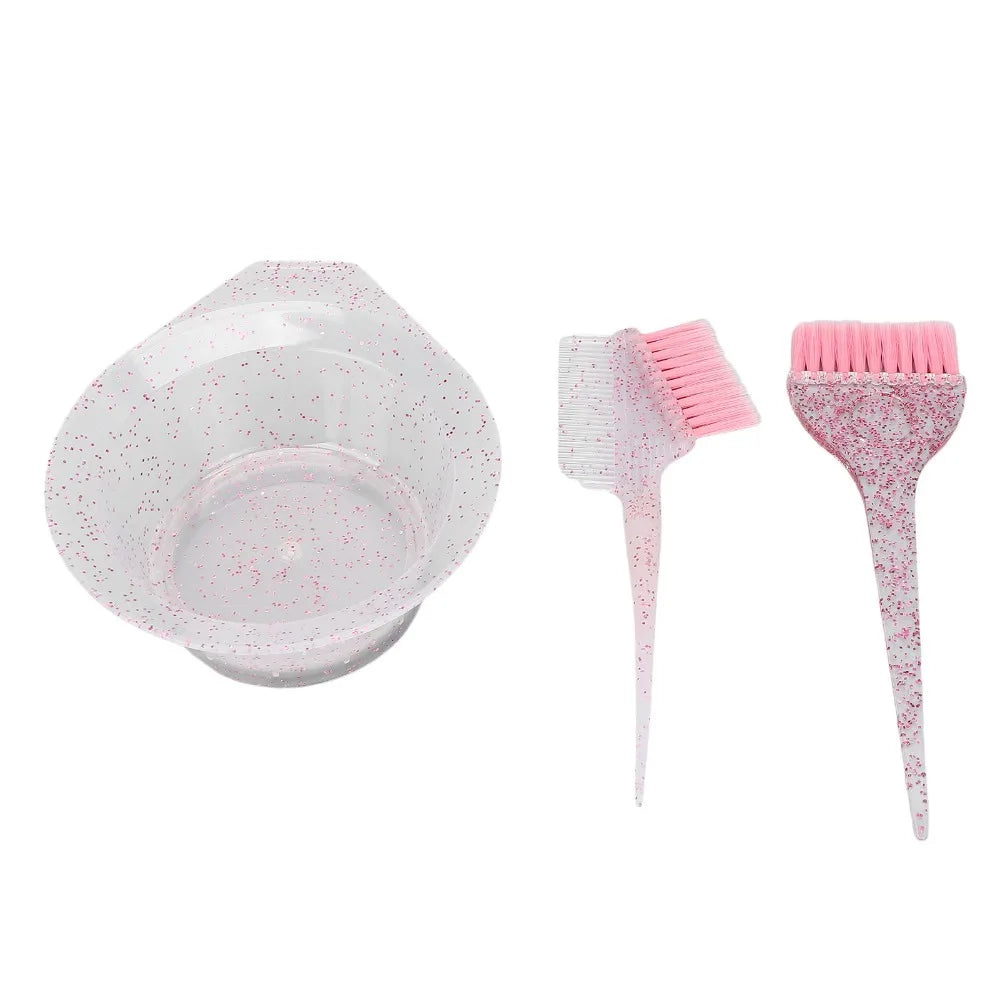 3-Pc Hair Dye Brush Set – Bowl, Pointed Tail & Double Brush Hair Dye Brush Set QXL Pink