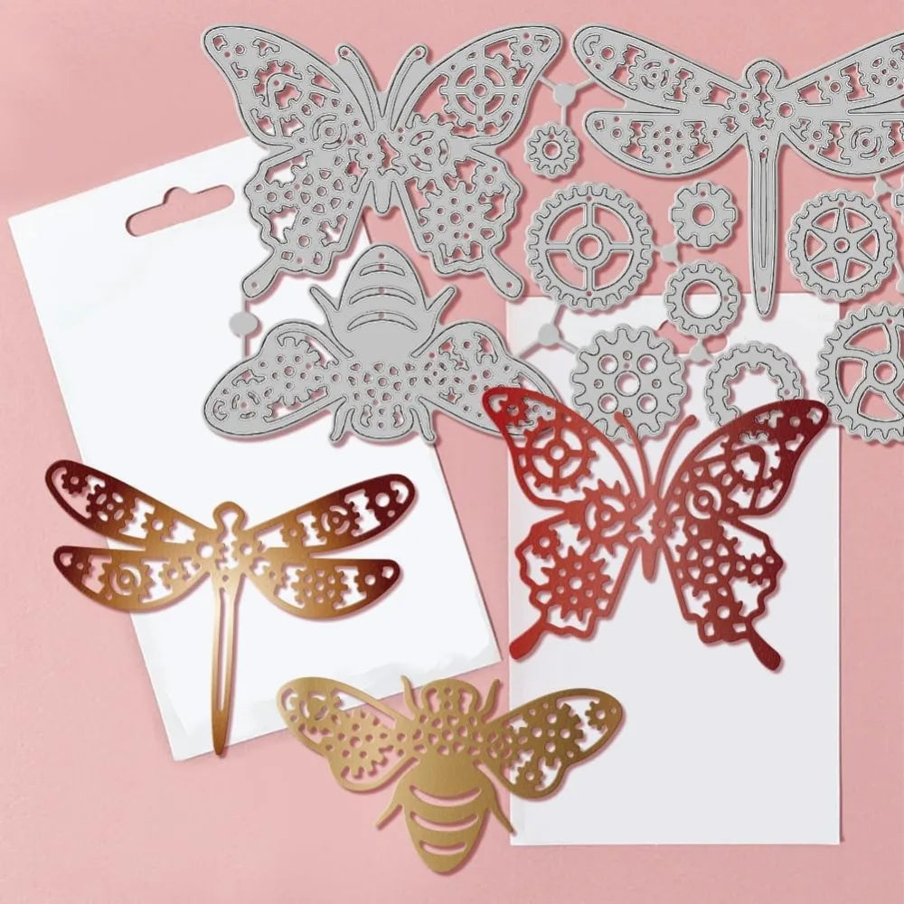 Steampunk Gear Wings Cutting Dies – Butterfly Bee Dragonfly Metal Cutting Dies QXL