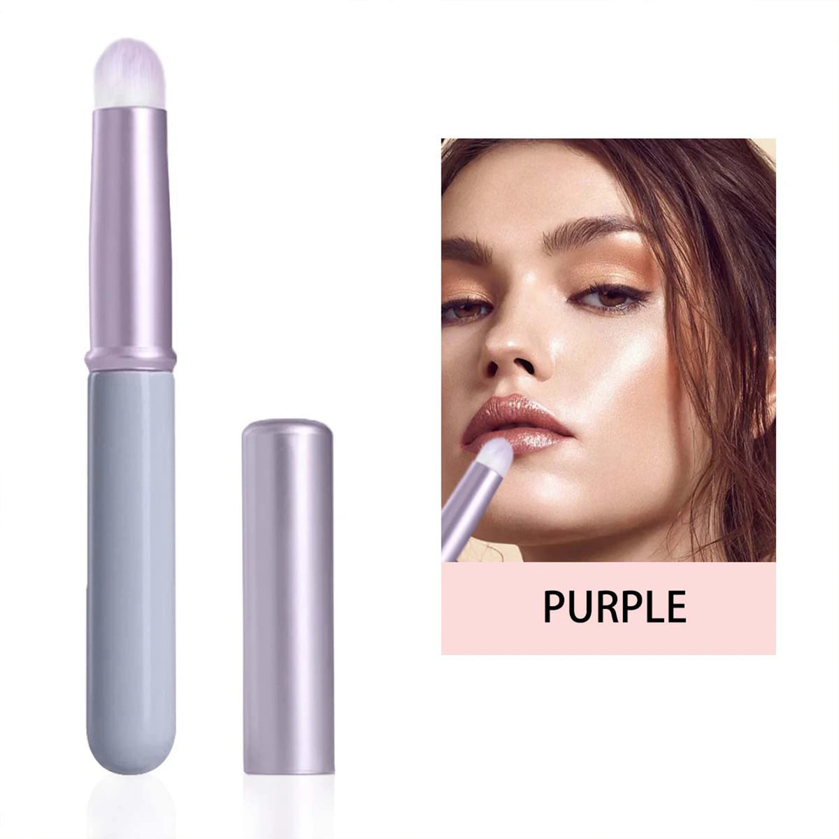 Soft Lip Brush with Cap | Round Tip Concealer Makeup Brush Lip Makeup Brush QXL purple