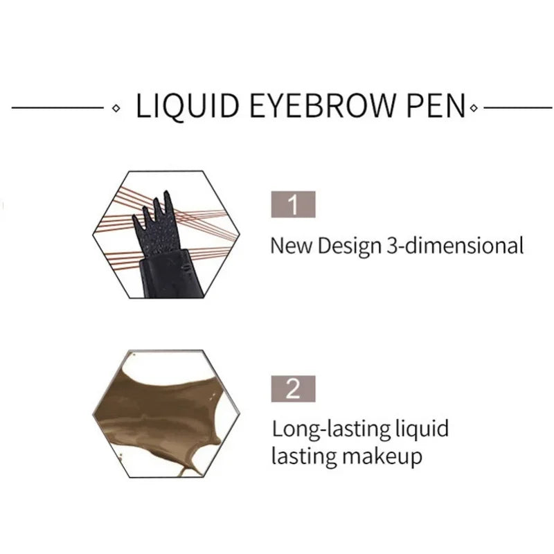 Handaiyan 4D Microblading Eyebrow Pen | 4-Fork Waterproof Eyebrow Pencil QXL