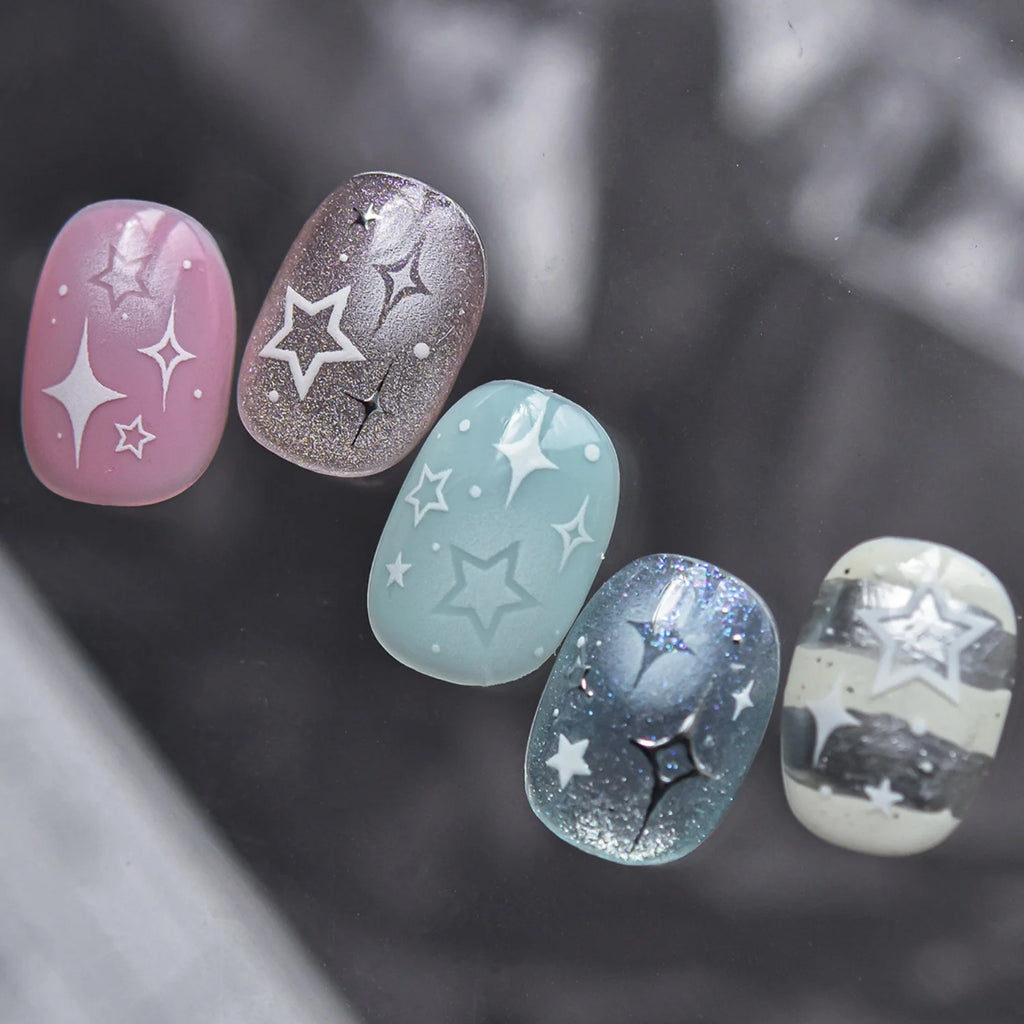 5D Y2K Holographic Star Burst Nail Art Stickers – Self-Adhesive Nail Art Stickers QXL