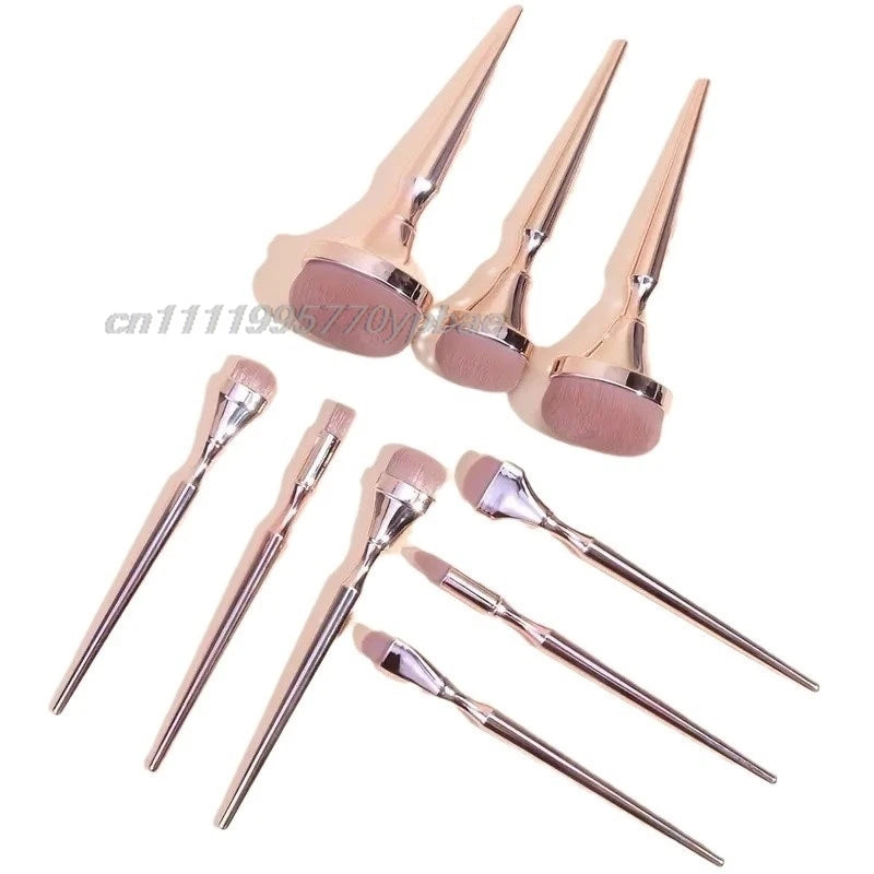 9-Piece Rose Gold Makeup Brush Set | Blush, Eyeshadow & Foundation Makeup Brush Set QXL