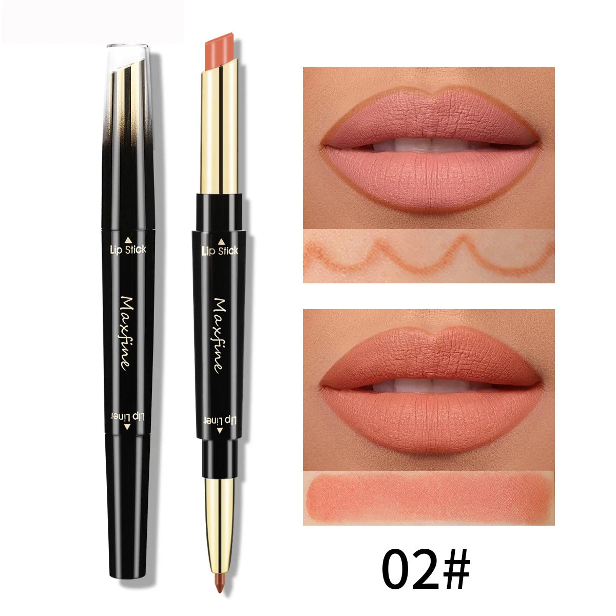 MAXFINE 2-in-1 Matte Lipstick & Lip Liner | Long-Lasting Matte Lipstick Set QXL 02