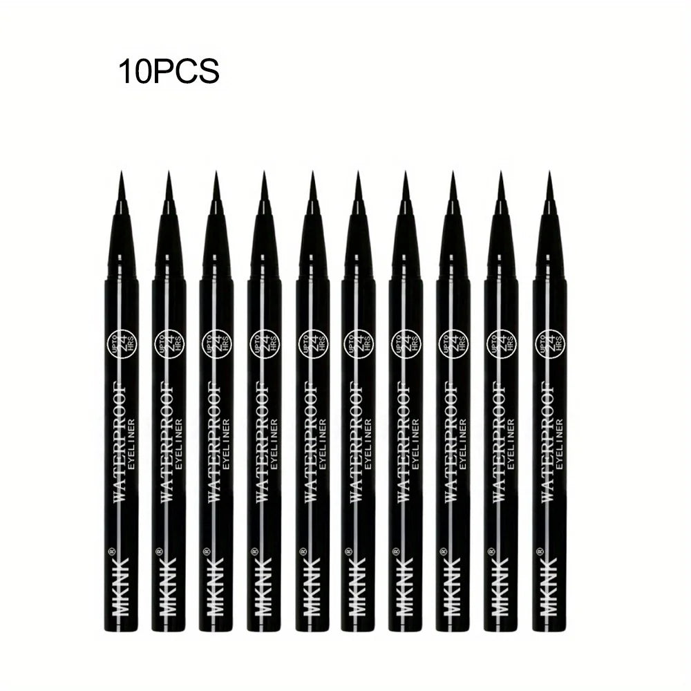 10-Pack Waterproof Black Liquid Eyeliner Pens | Long-Lasting Liquid Eyeliner Set QXL 10pcs