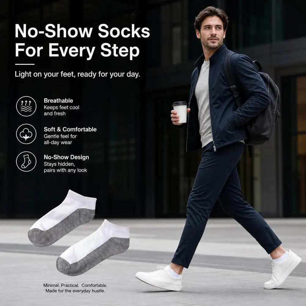 5-Pack Men's Low-Cut Ankle Socks | Breathable Polyester Men's Ankle Socks QXL