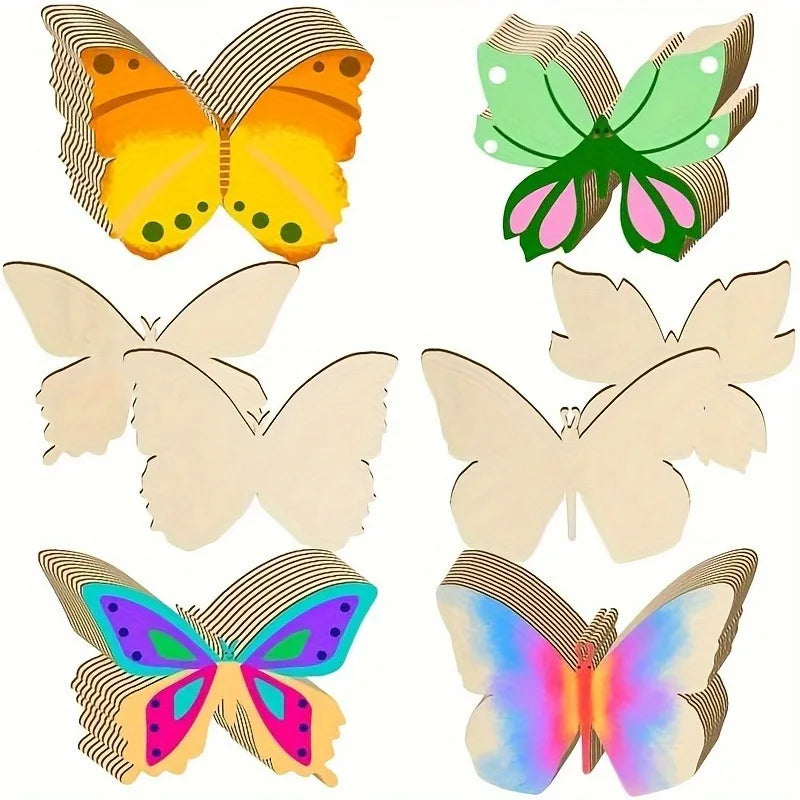 10-Pack Unfinished Wooden Butterfly Cutouts for DIY Crafts Wooden Craft Cutouts QXL