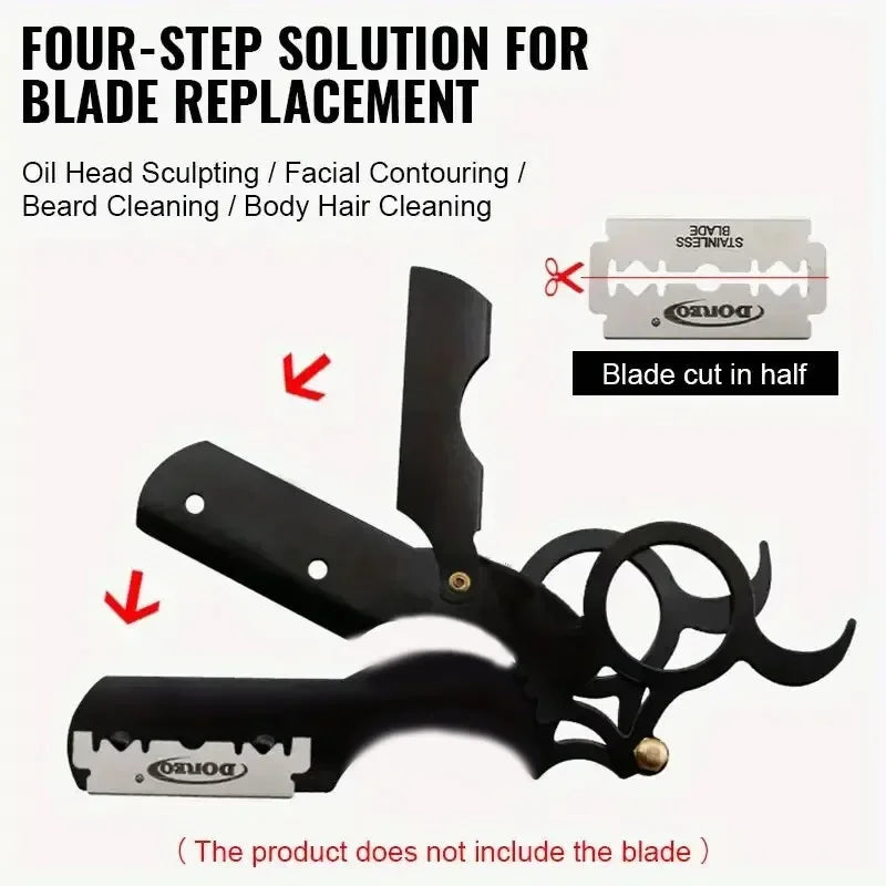 Double-Edge Stainless Steel Barber Razor + 10 Blades | Grooming Kit Barber Shaving Razor QXL