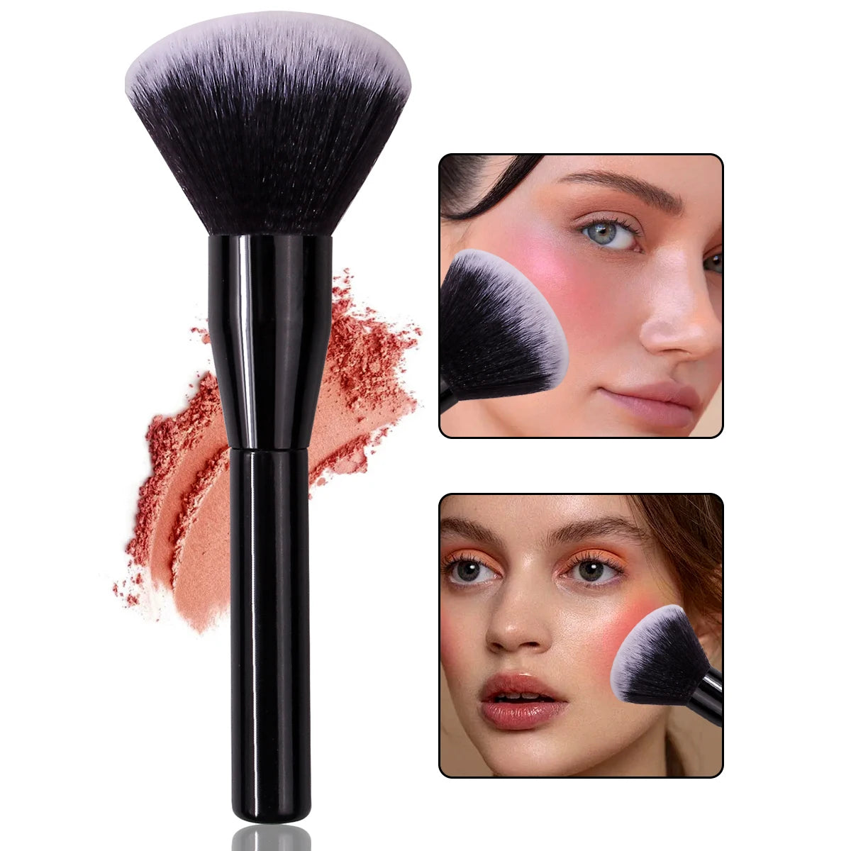KOSSHOW Extra-Large Fluffy Powder Setting Brush – Wood Handle Powder Setting Brush QXL black