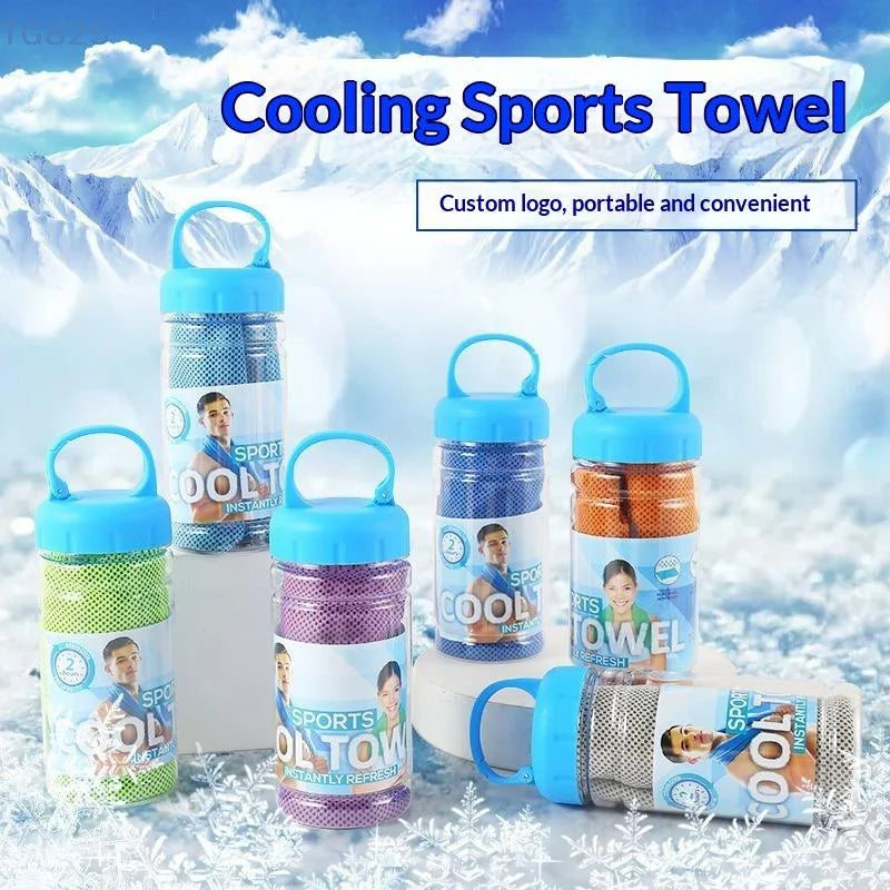 Portable Cooling Sports Towel with Storage Bottle | Quick Dry Cooling Sports Towel QXL