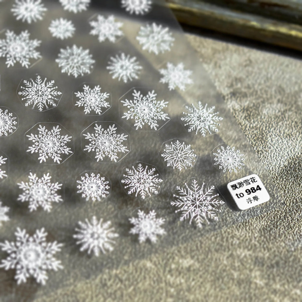 5D Embossed Snowflake Nail Stickers | Christmas Winter Nail Art Nail Art Stickers QXL