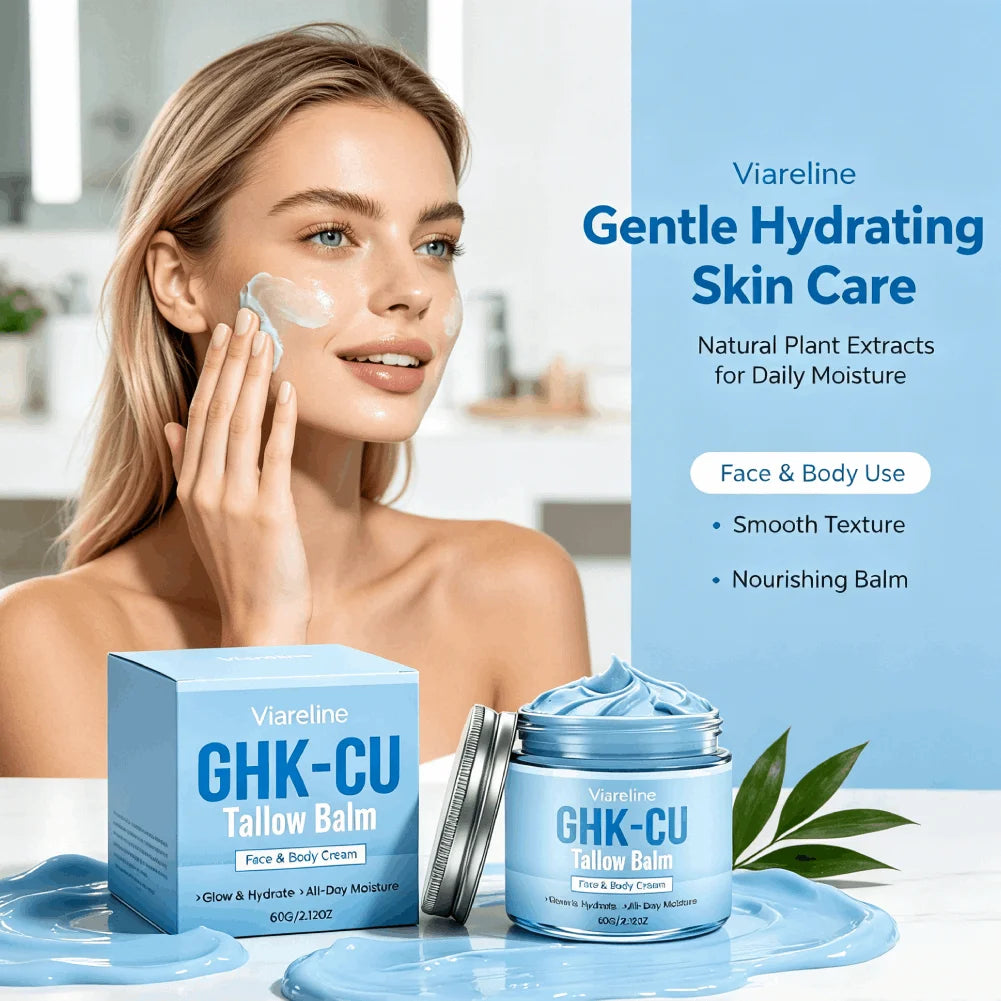 GHK-Cu Copper Peptide Blue Balm Cream | 72hr Deep Hydration Face Moisturizer Cream QXL