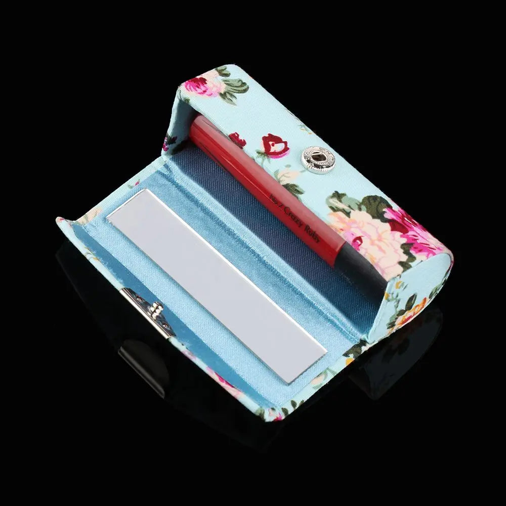 Retro Embroidered Flower Lipstick Case with Mirror Lipstick Case QXL
