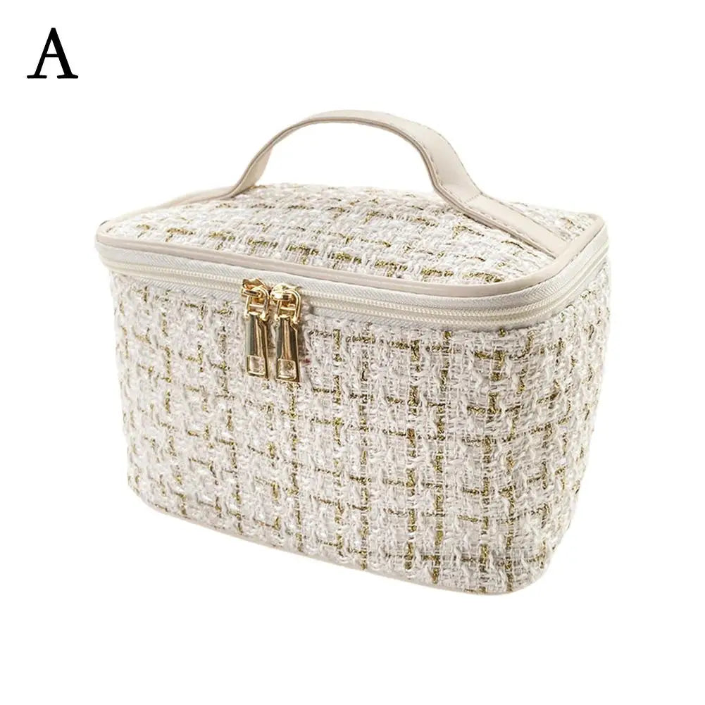 Korean Plaid Makeup Bag – Large Capacity Travel Cosmetic Organizer Travel Cosmetic Bag QXL A CN