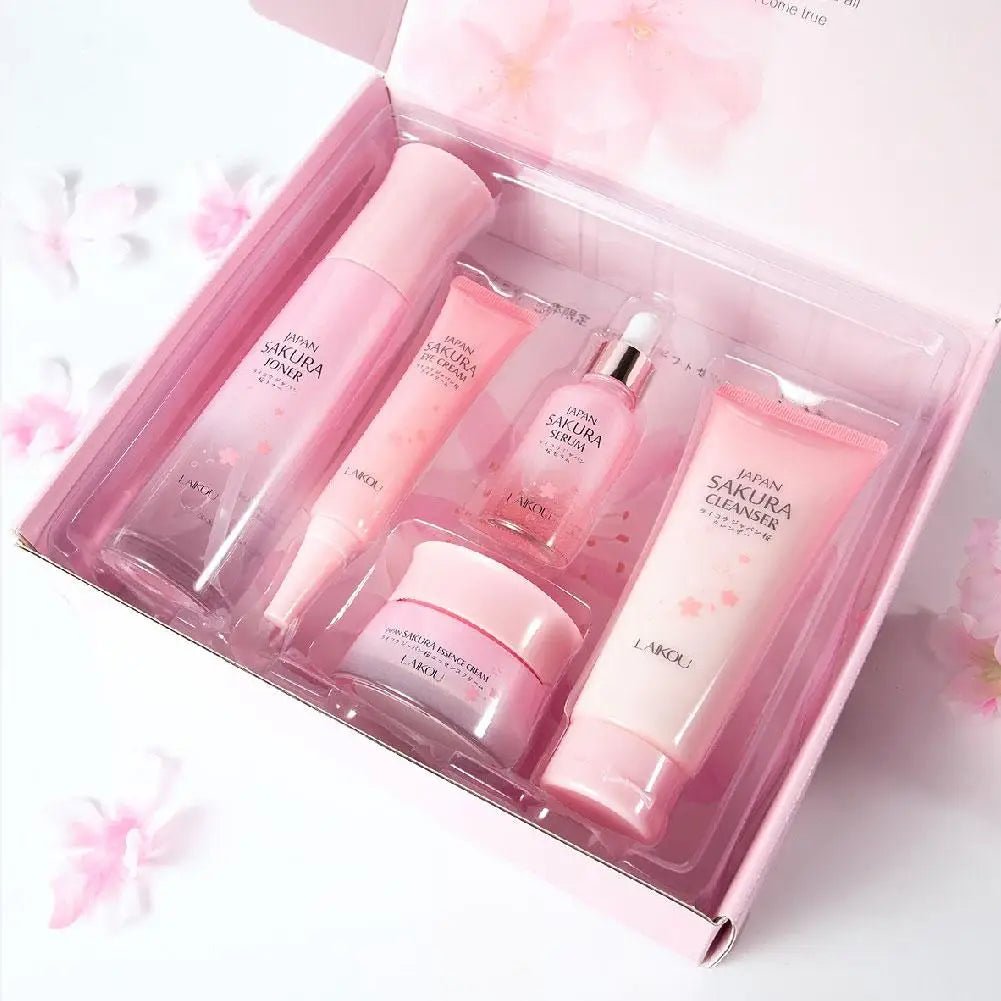 LAIKOU Sakura 5-Piece Skincare Set | Serum, Cream & Brightening Skincare Gift Set QXL