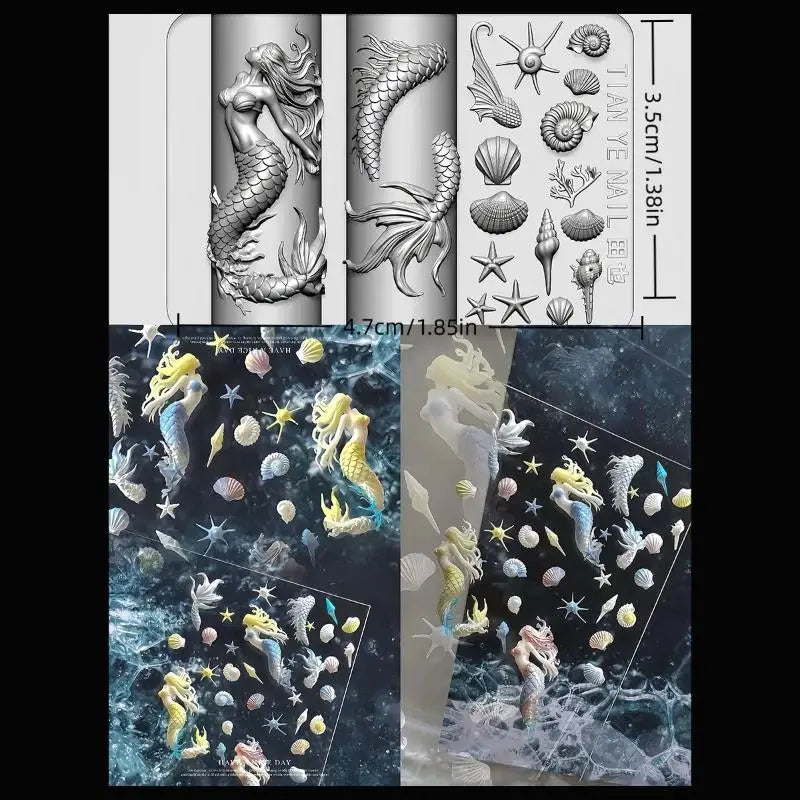 3D Silicone Nail Art Mold – Ocean, Tulip & Floral Designs Silicone Nail Mold QXL N23
