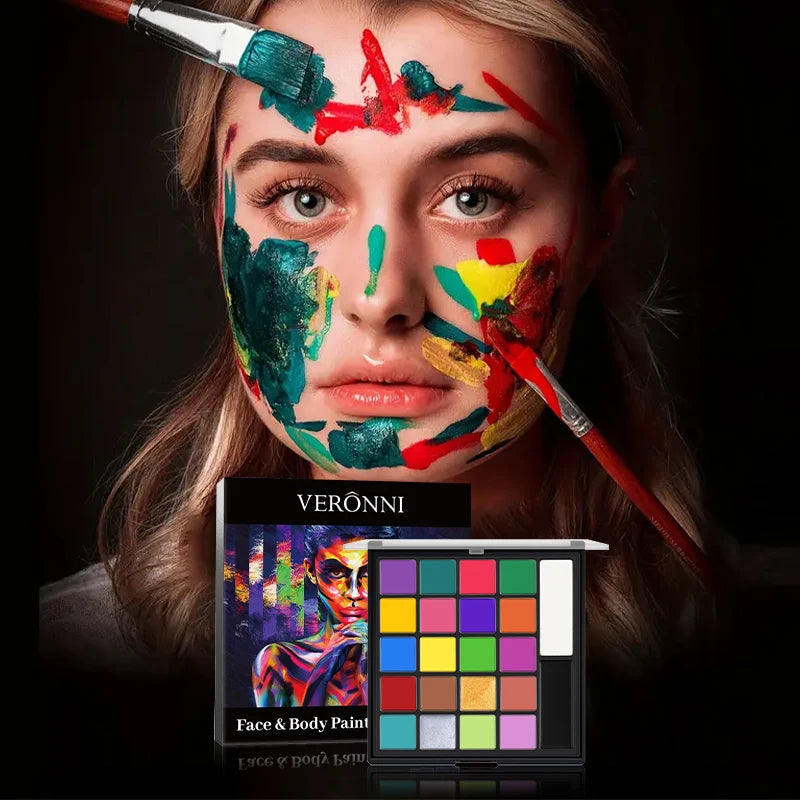 22-Color Face & Body Paint Palette | Halloween Cosplay Party Face & Body Paint QXL