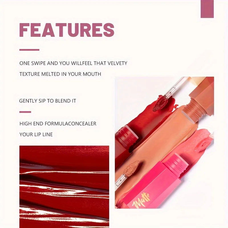 Matte Velvet Lip Tint | Nude, Waterproof & Long-Lasting Matte Liquid Lipstick QXL