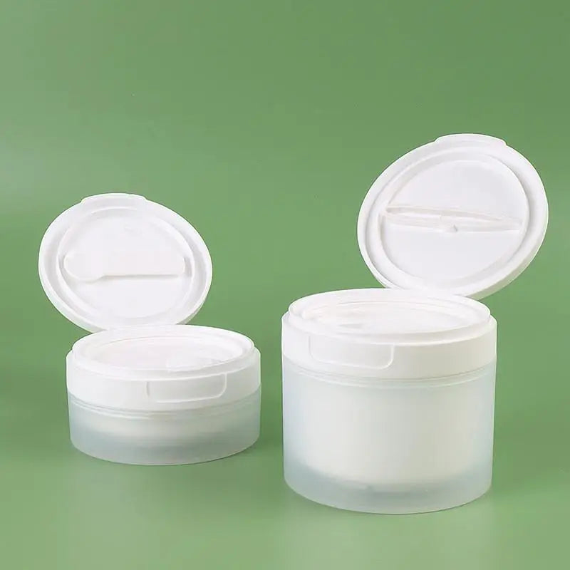 Refillable Cosmetic Jar 50/120g Flip Lid with Spoon or Tweezers Cosmetic Storage Jar QXL