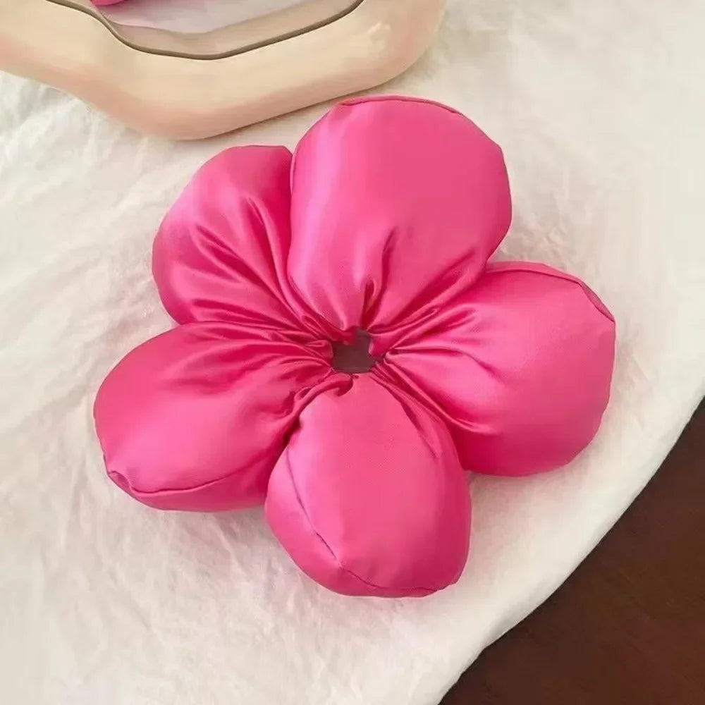 Sponge Flower Satin Hair Scrunchies | Elegant Ponytail Holders Hair Scrunchie QXL Rose Red