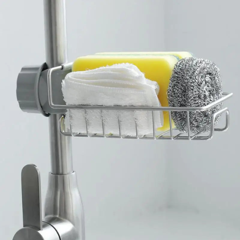 Stainless Steel Faucet Organizer | Sink Soap & Sponge Rack Sink Faucet Organizer QXL