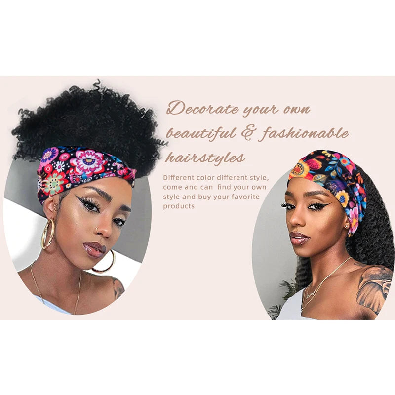 Bohemian Flower Print Elastic Knot Turban Headband for Women Turban Headband QXL
