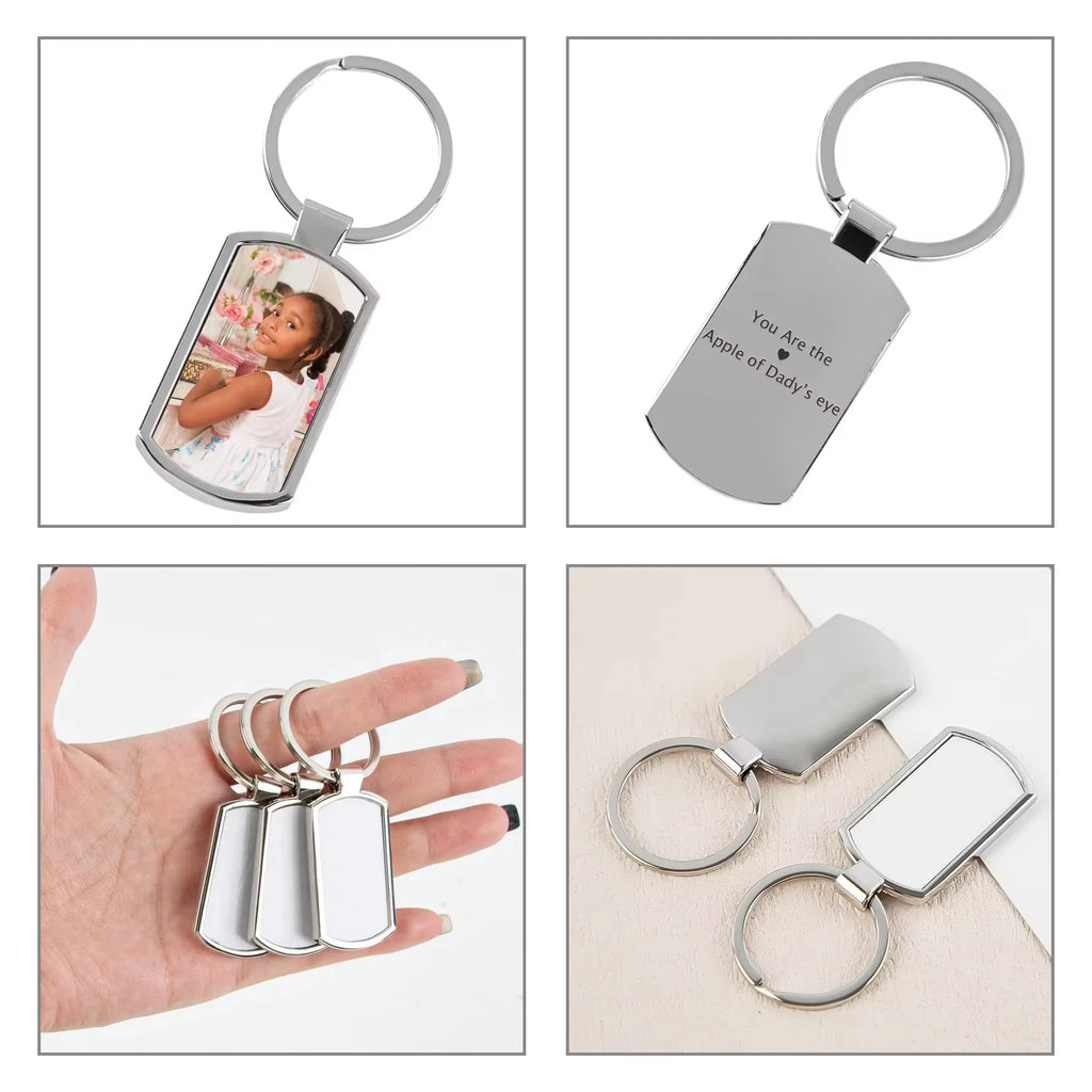 Blank Rectangular Metal Keychains | DIY Heat Transfer Key Rings DIY Metal Keychain QXL
