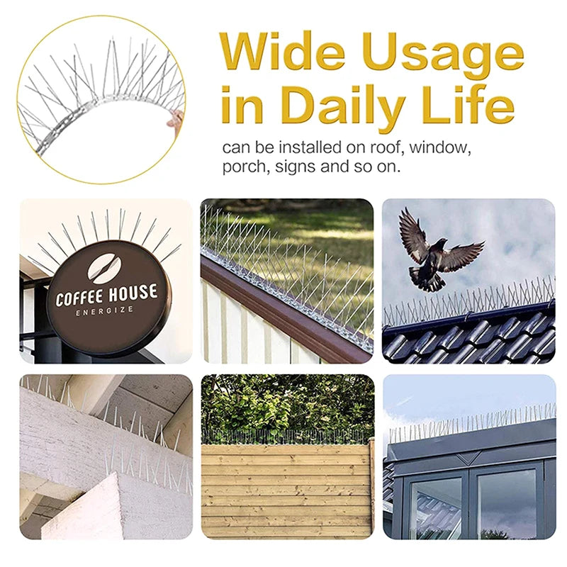 Stainless Steel Bird Spikes – Pigeon & Pest Deterrent Kit Bird Spike Deterrent QXL