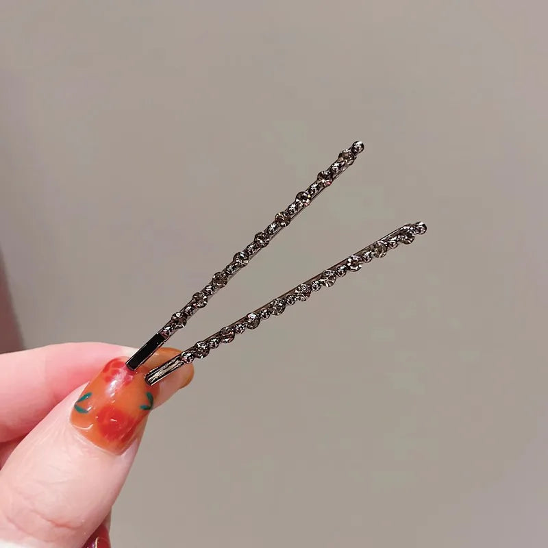 2-Pack Black Rhinestone Hair Clips | Elegant Side Barrettes Rhinestone Hair Clips QXL 2Pcs Set