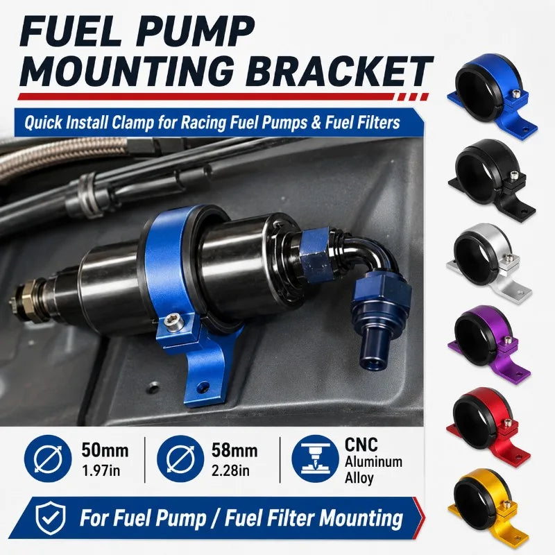 50/58mm CNC Aluminum Fuel Pump Mounting Bracket | Rubber Liner Fuel Pump Bracket QXL