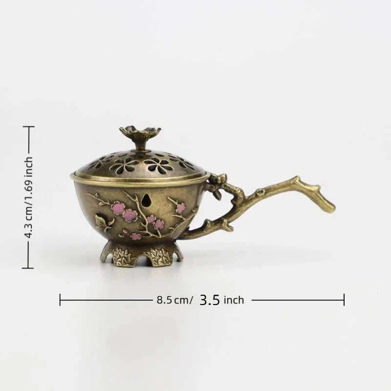 Plum Blossom Handheld Incense Stick Burner | Zinc Alloy Décor Incense Burner QXL
