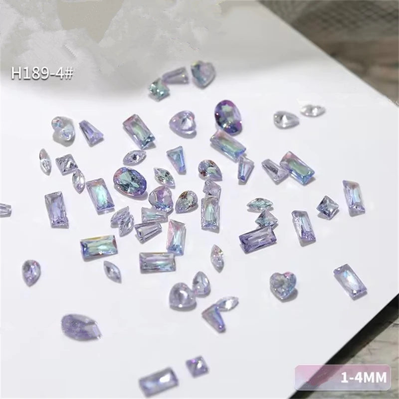 50-Pc 5A Zircon Aurora Nail Rhinestones | Mixed Shape Charms Nail Art Rhinestones QXL 50pcs H189-4