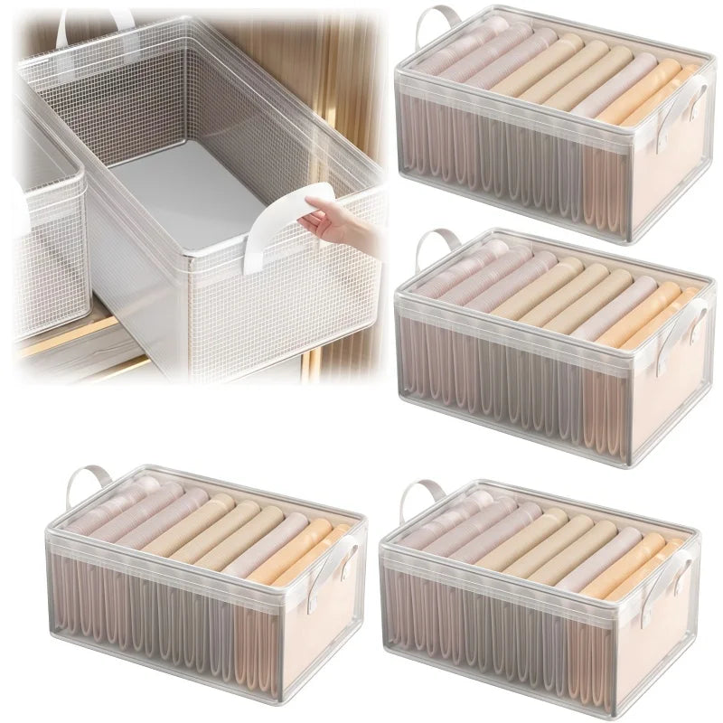 Foldable Transparent Mesh Storage Box | Steel Frame Organizer Mesh Storage Box QXL