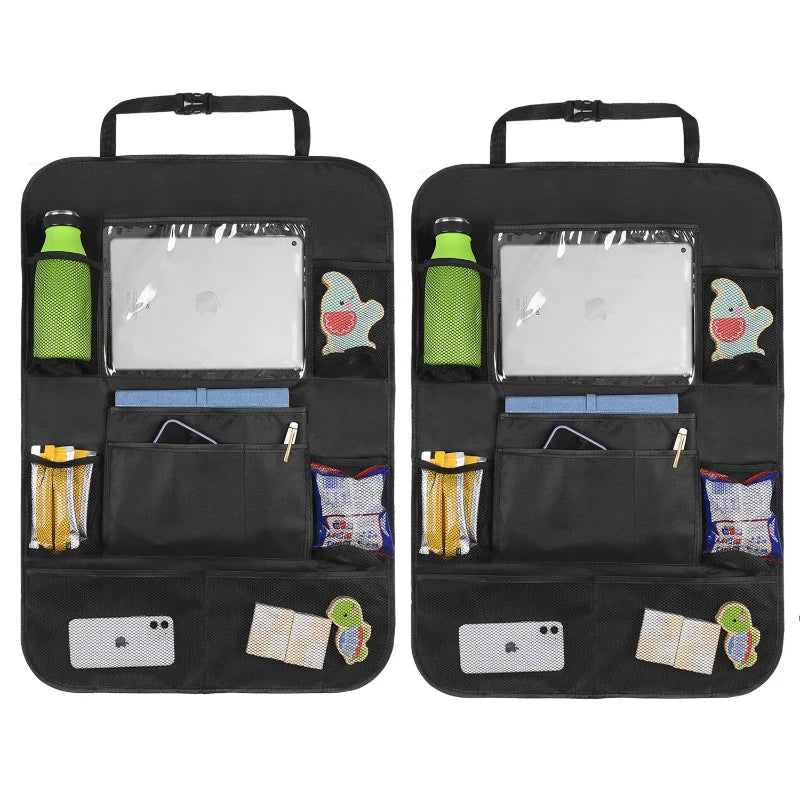 Car Seat Back Kick Protector & Storage Bag with Tablet Pocket Car Seat Organizer QXL