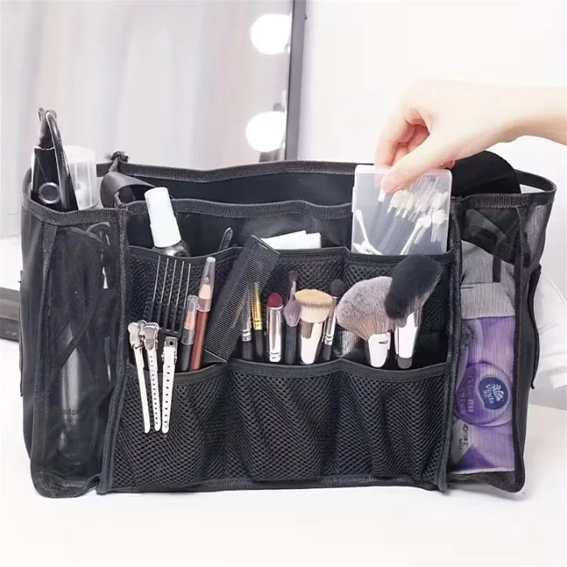 Large Capacity Makeup Artist Bag | Multilayer Mesh Organizer Makeup Artist Bag QXL