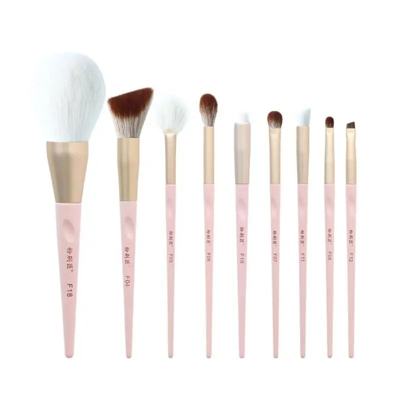 9-Piece Pink Makeup Brush Set | Soft Synthetic Bristles Makeup Brush Set QXL