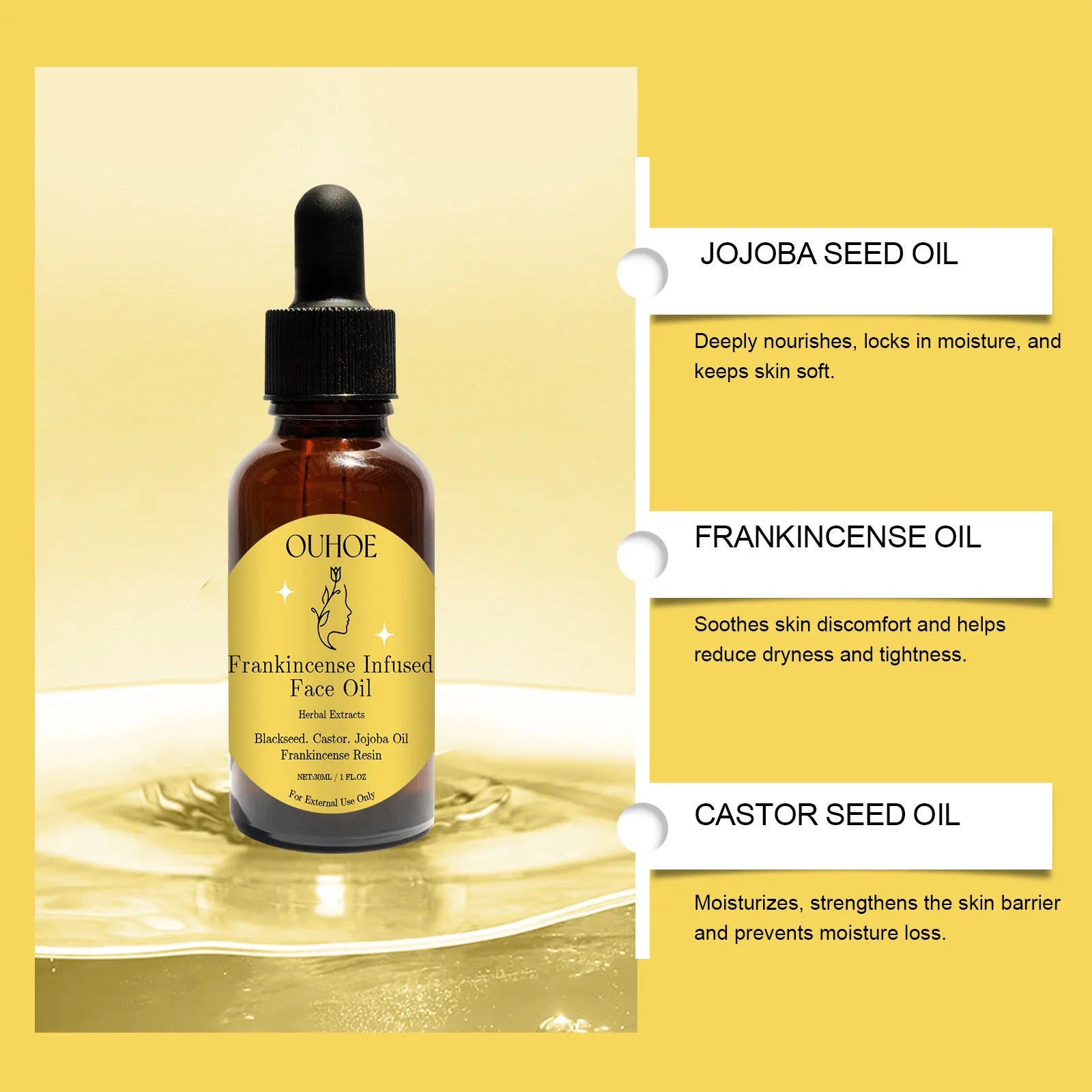 OUHOE Frankincense Essence Oil – Moisturizing & Firming Facial Facial Essence Oil QXL